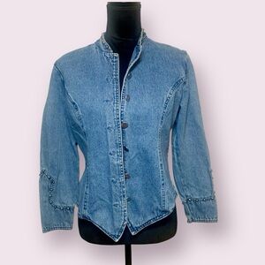 Vintage 80’s Denim Blazer Stud Detail by Stonebridge Blue Size 6 Petite